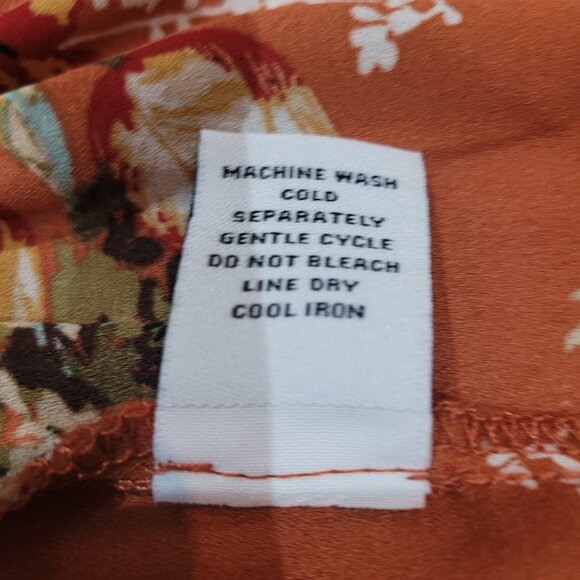 Emma & Michele Womens Floral Dropwaist Long Sleeve Dress Size Medium Orange Boho - Picture 12 of 13